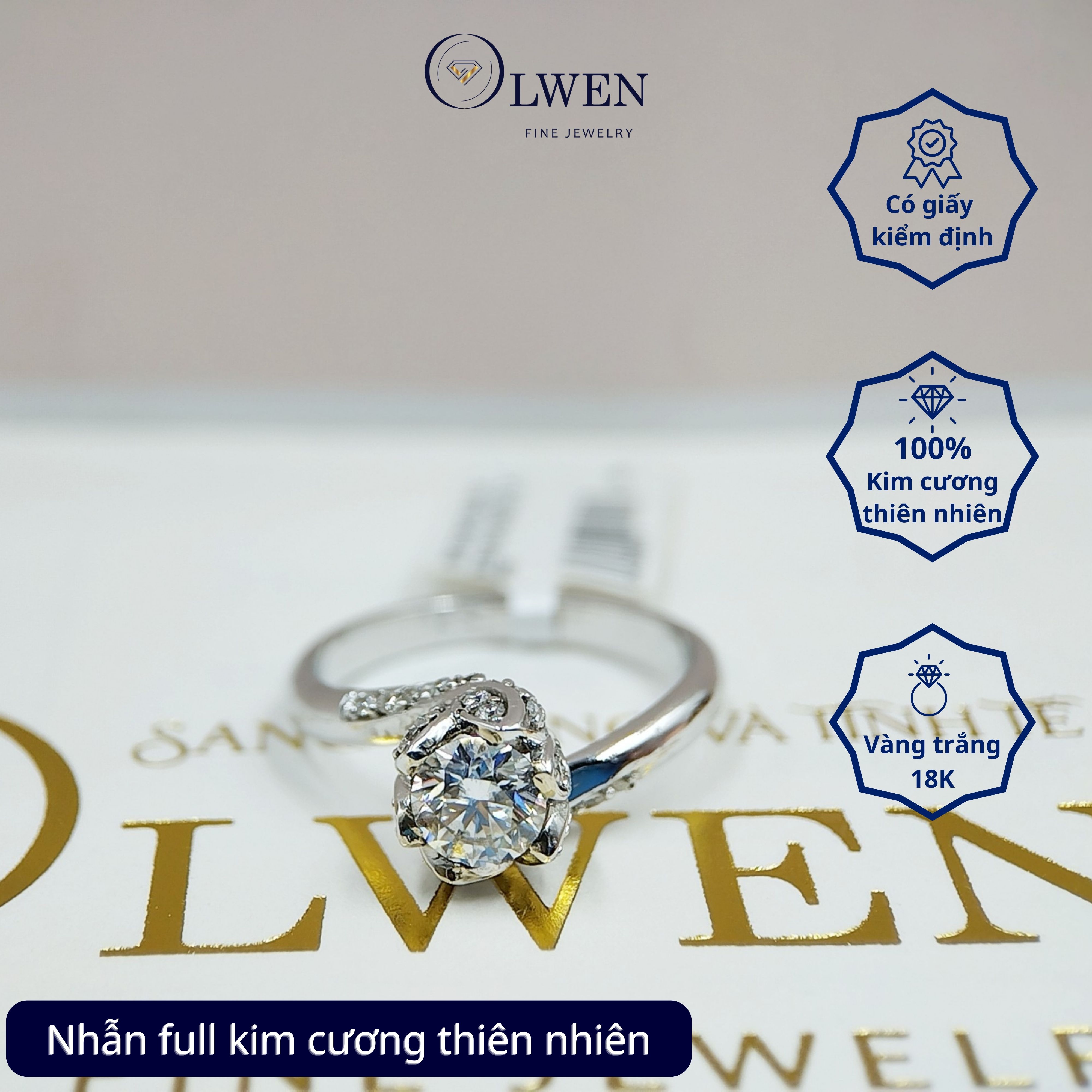 Nhẫn Kim Cương HK 18K HK Olwen HA-R000048