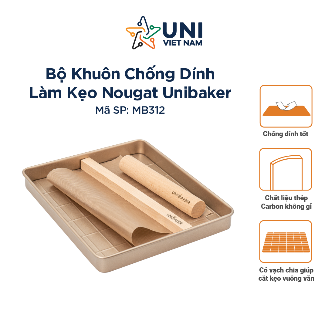 BỘ KHUÔN LÀM KẸO NOUGAT THÉP CARBON KHÔNG GỈ UNIBAKER MB312