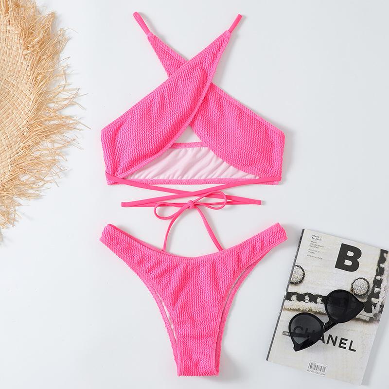 Gợi Cảm Sườn Criss Cross Dây Bikini Đồ Bơi Cho Nữ Đồ Bơi 2021 Brasil Bikini Bộ Đẩy Lên Áo Tắm Nữ Đi Biển