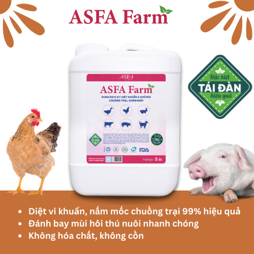 Combo 2 Can Dung Dịch Vệ Sinh, Diệt Khuẩn, Khử Mùi Chuồng Trại, Chăn Nuôi ASFA FARM 5 lít