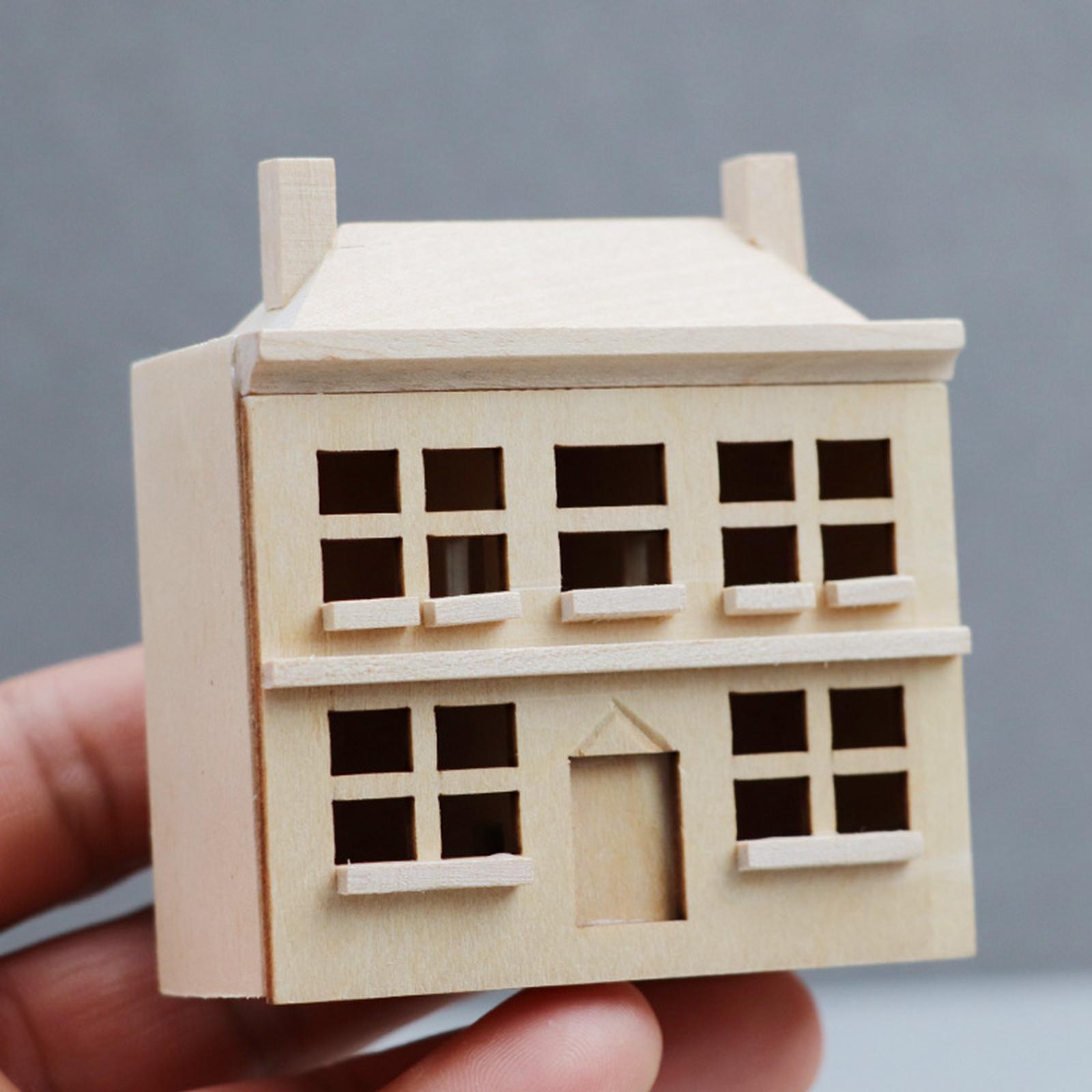 1/12 Dollhouse Villa House Handcraft Unpainted Miniature for Dolls House Decoration Accessory Child Doll Furniture Creative Toy