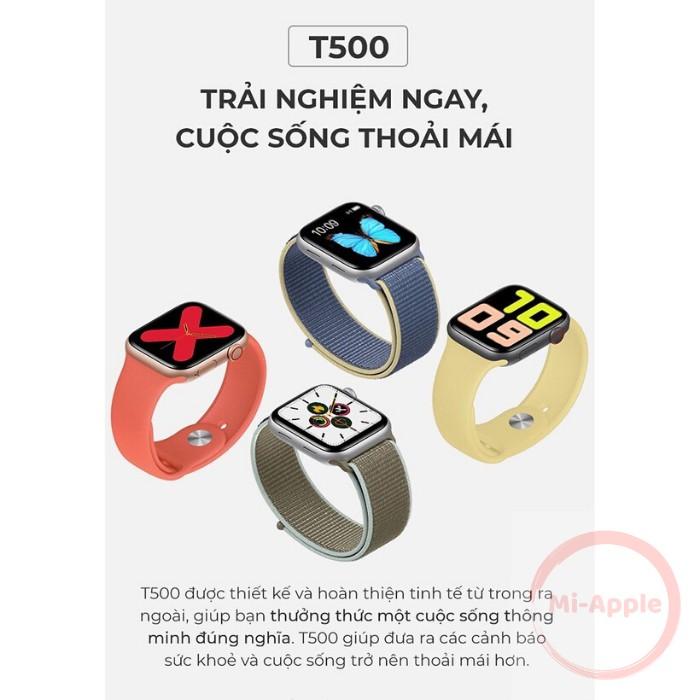 Đồng hồ thông minh T500 seri 5 thay được dây có Tiếng Việt- Kết nối bluetooth-Theo dõi nhịp tim