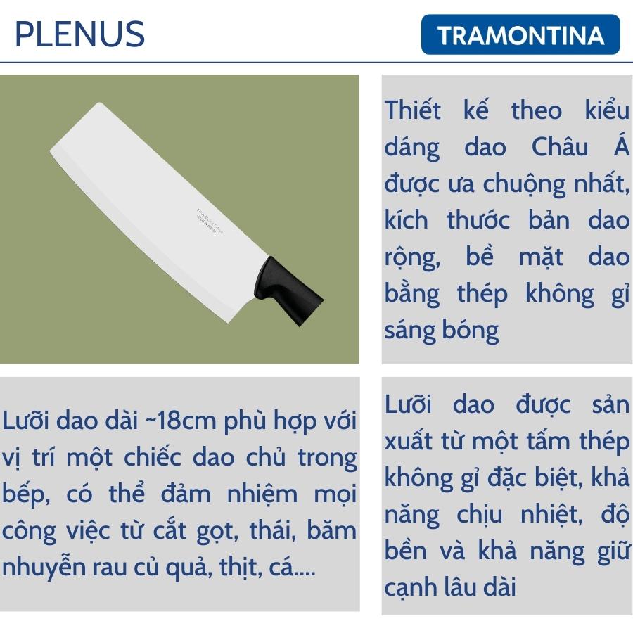 Dao Bếp Tramontina Plenus Bản Rộng Kiểu Á Lưỡi Dài 18cm Thép Không Gỉ Siêu Sắc Bén Sản Xuất Tại Brazil