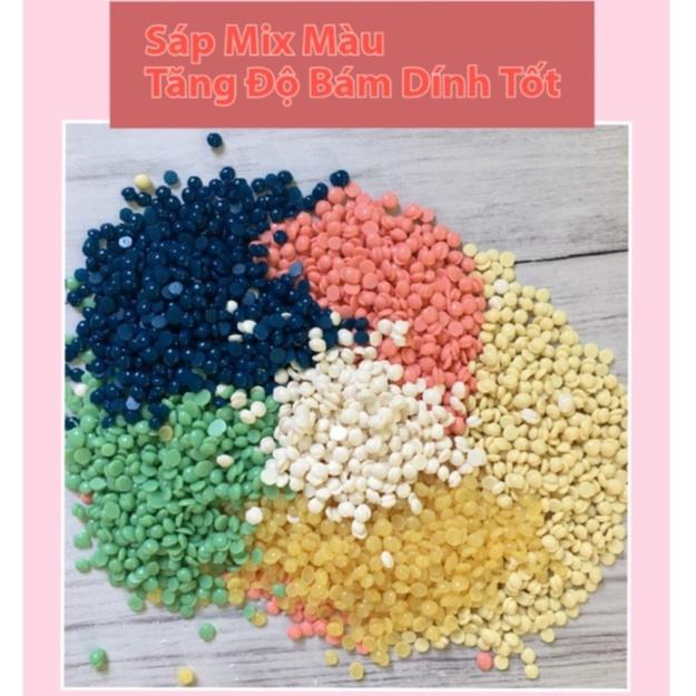 Mix màu 100G Sáp tẩy lông HARD WAX BEANS trộn đủ màu siêu bám lông Tặng que gỗ to