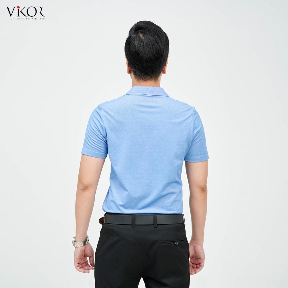 Áo thun POLO nam cổ sơ mi VIKOR SMM05 xanh dương vải sợi cafe cao cấp, mềm mại, siêu mát hàng chính hãng