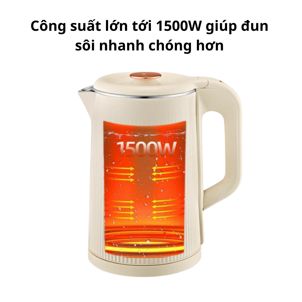Ấm đun nước siêu tốc Lumabella LB-59029 dung tích lớn 2.5L, công suất cao 1500W, hâm nước pha sữa nhanh chóng, chống bỏng chống cháy tốt, tự ngắt khi sôi - DELIYA - HÀNG CHÍNH HÃNG