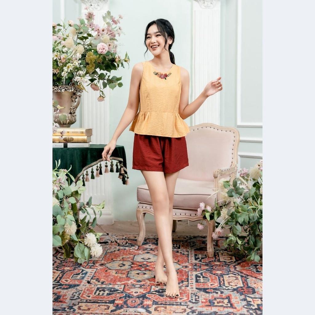 Đồ ngủ mặc nhà bộ sát nách nữ nhún, thêu Freedy - WBS2205