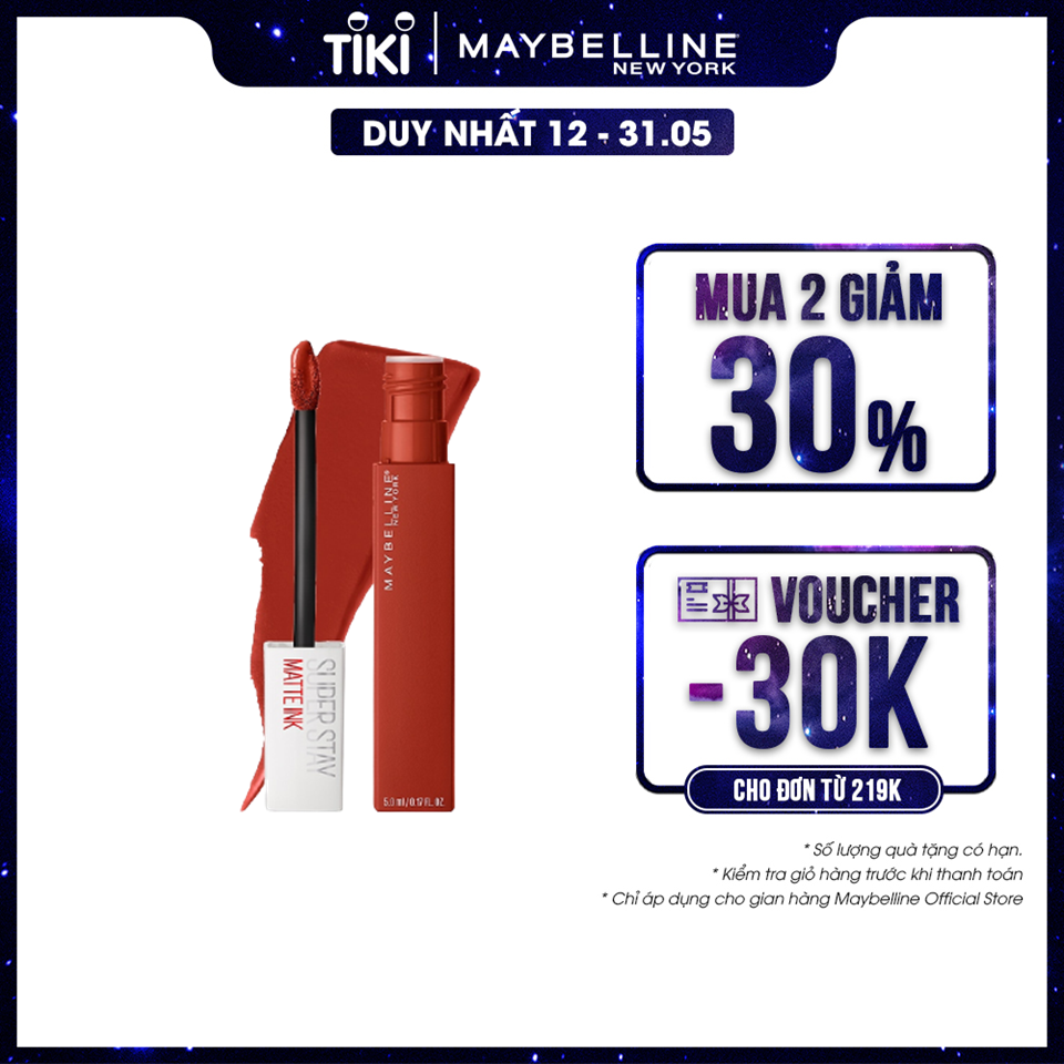 Son Kem Lì 16h Lâu Trôi Maybelline New York Super Stay Matte Ink Lipstick 5ml Màu 135 Globetrotter