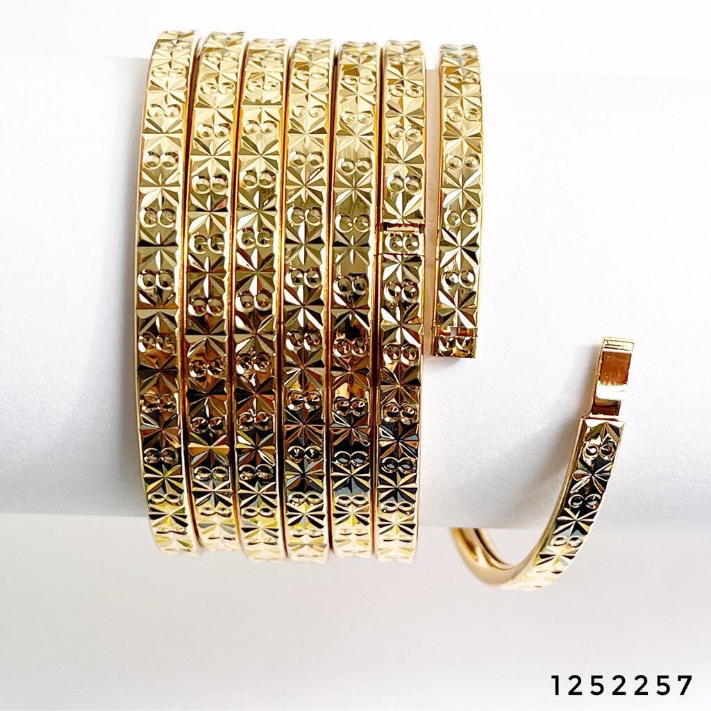 Vòng ximen chạm bộ 7 chiếc mạ 18k khóa lưỡi gà cao cấp