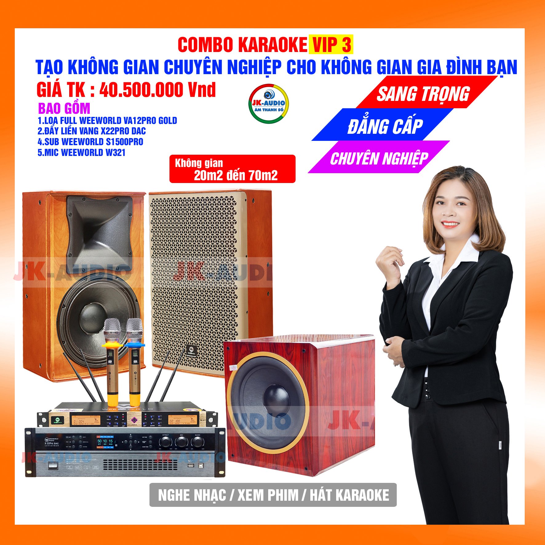 Dàn karaoke gia đình Loa Weeworld Va12pro gold 40,5 triệu - Hàng chính hãng