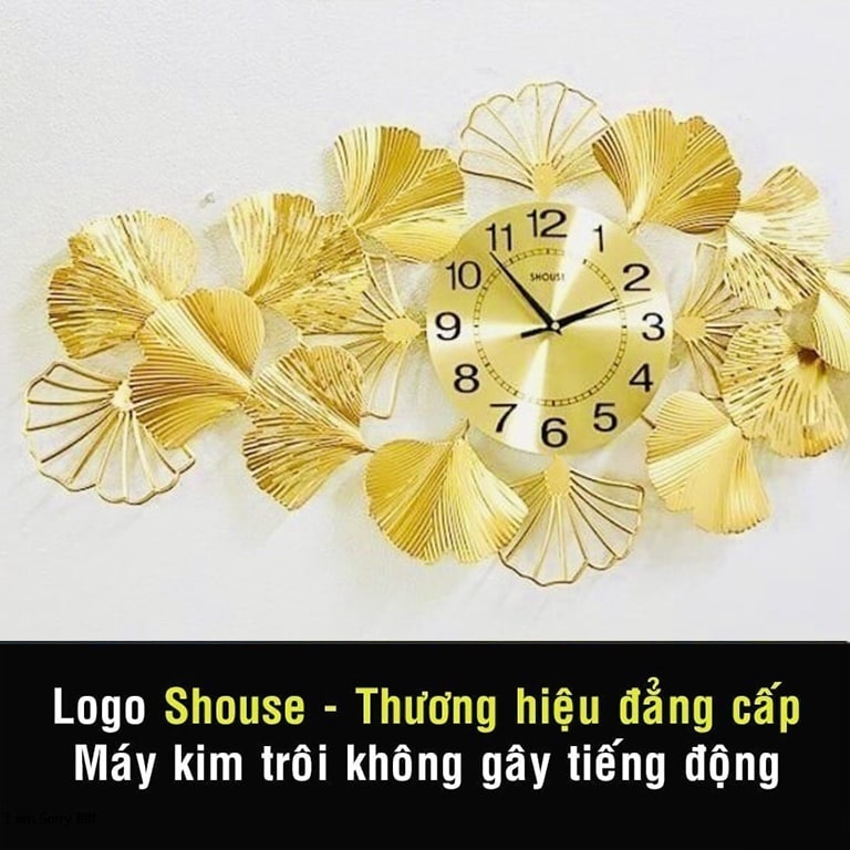 Đồng Hồ Treo Tường Kim Trôi Trang Trí Hình Lá DL118 Nghệ Thuật Cao Cấp Shouse hiện đại 3D kích cỡ lớn đẹp treo phòng khách