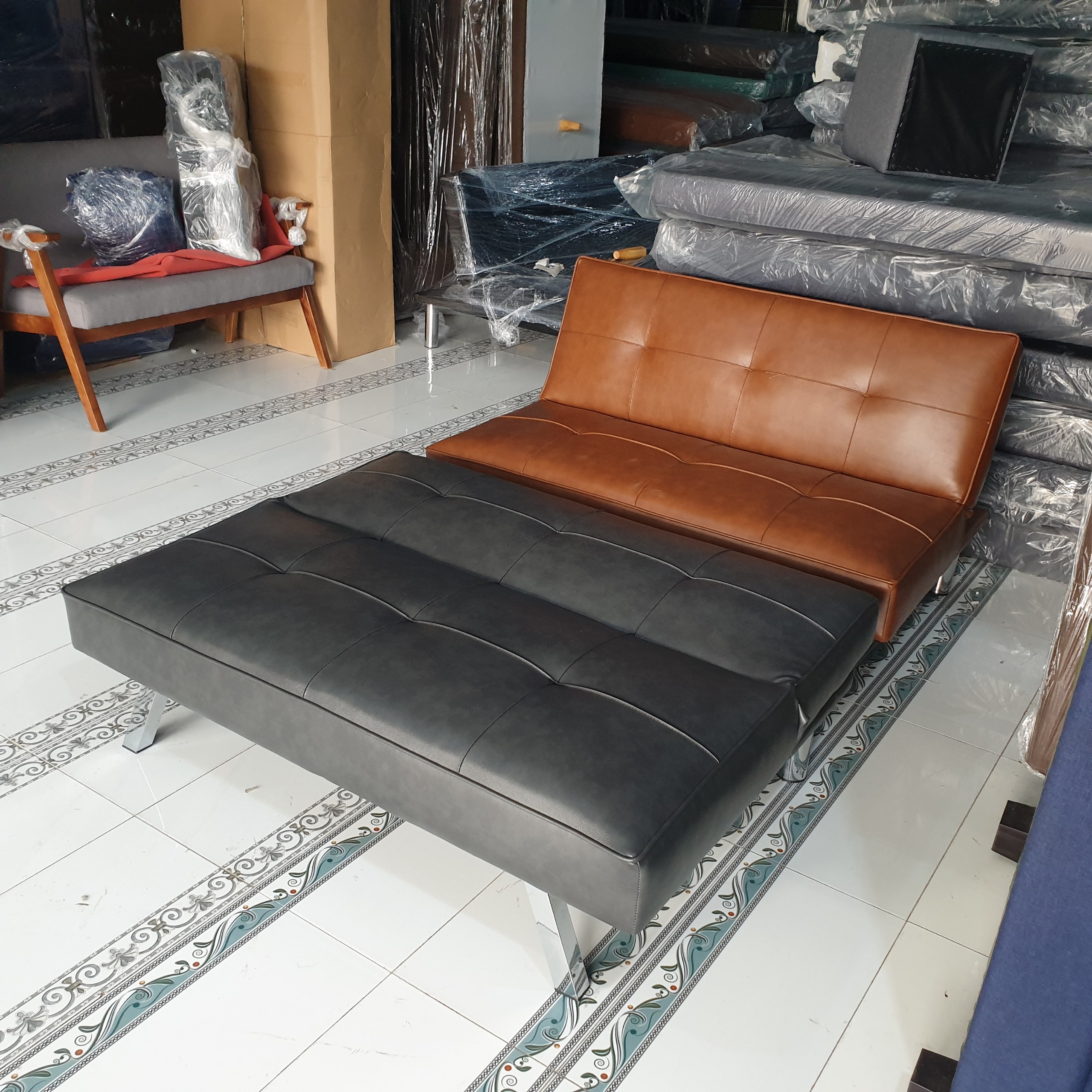 Sofa Giường Giả Da 1m2 Mini Nhỏ Gọn - Sopha Bed Ngắn Chỉ 1,2m Đa Năng Làm Giường Ngủ