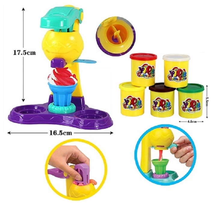 Đồ chơi đất sét làm kem 5 hộp màu không dính tay giúp bé thỏa sức sáng tạo