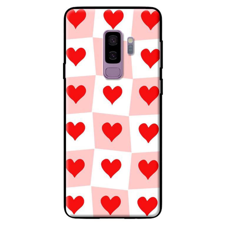 Ốp in cho Samsung Galaxy S9 Plus Trái TIm Ô Vuông - Hàng chính hãng