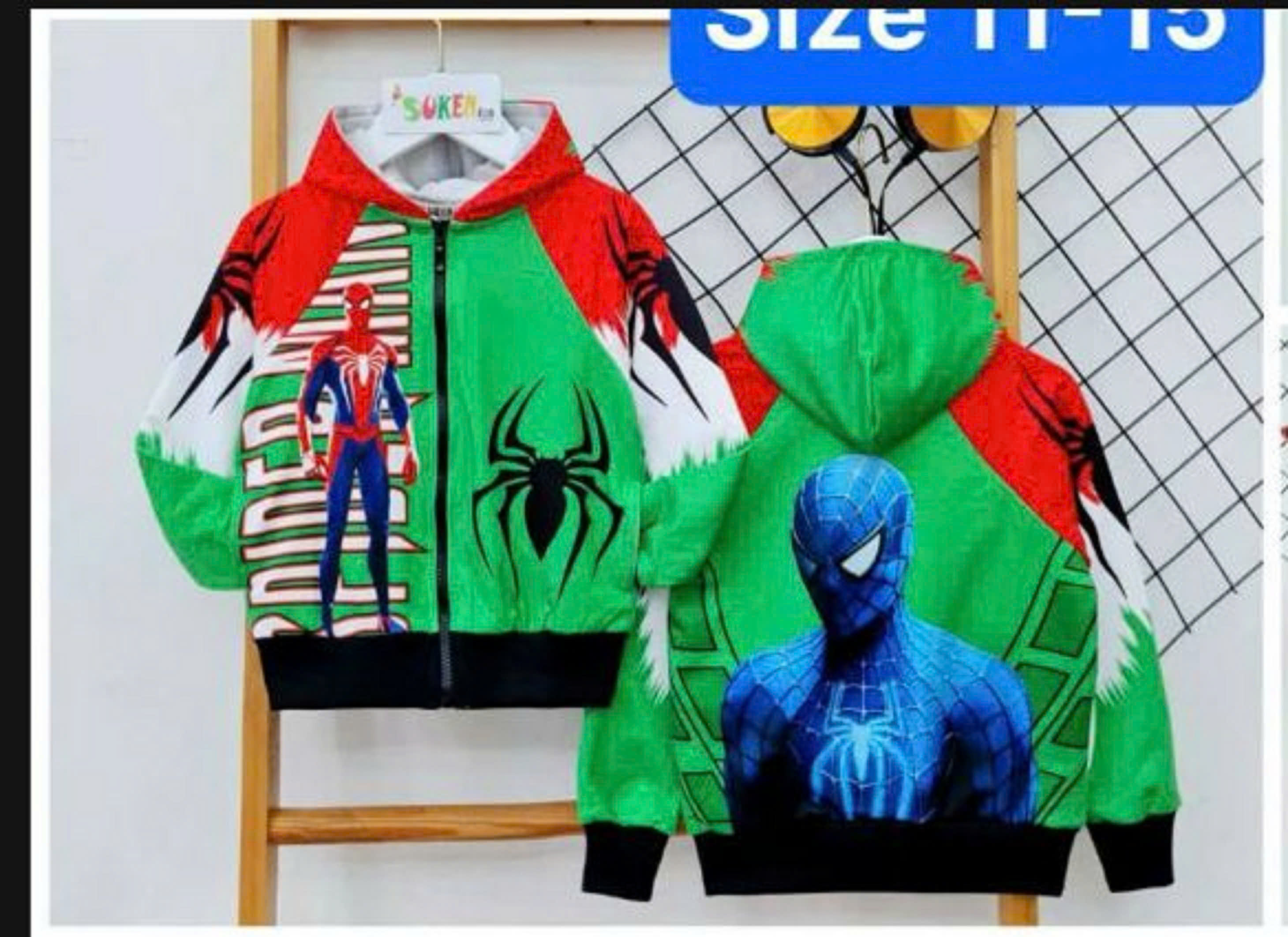 Áo khoác có nón chống nắng cho bé trai hình siêu nhân spiderman người nhện size 12-40kg chất thun da cá mềm mát
