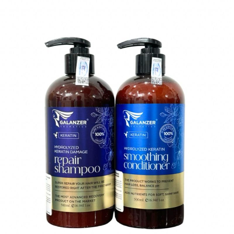 Bộ Dầu Gội Xả Galanzer Keratin Dưỡng Ẩm, Phục Hồi, Sạch Gàu Dầu Bết, Mọc Tóc - MOISTURE DƯỠNG ẨM