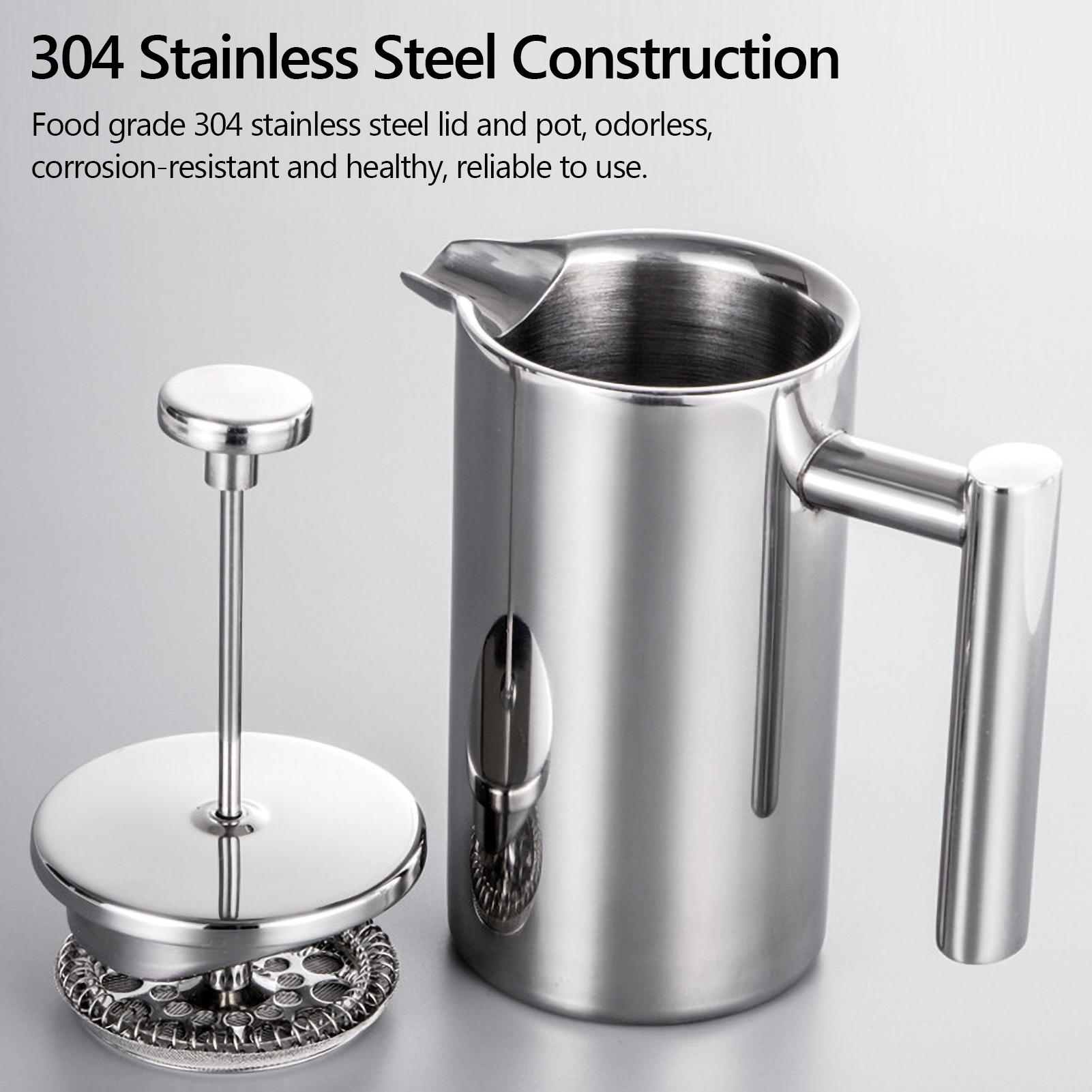 350ml/800ml/1000ml French Press Coffee Maker Stainless Steel Double Walled Insulated Coffee   Maker Pot