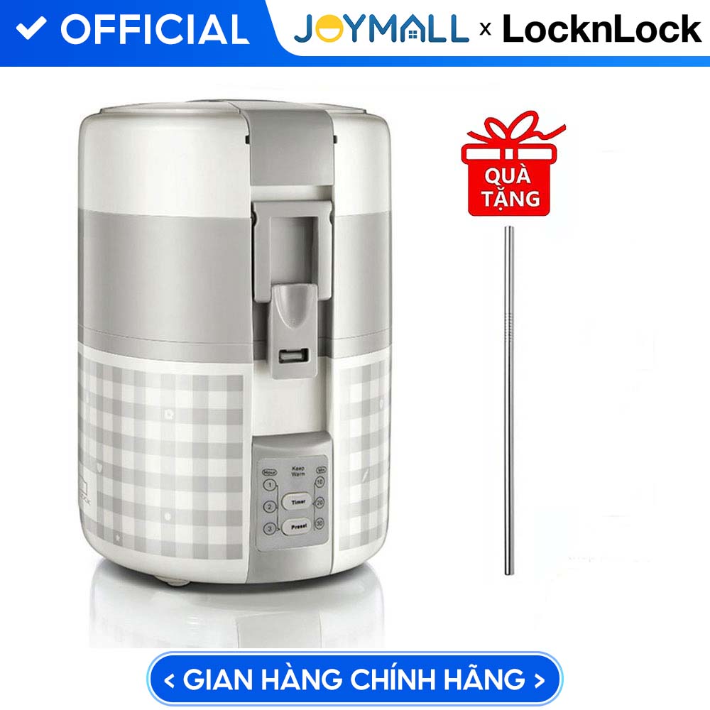 Hộp Cơm Điện Nấu Cơm, Hâm Nóng Thức Ăn Lock&amp;Lock EJR216 2L Kèm Ống Hút Inox 304 - Hàng Chính Hãng