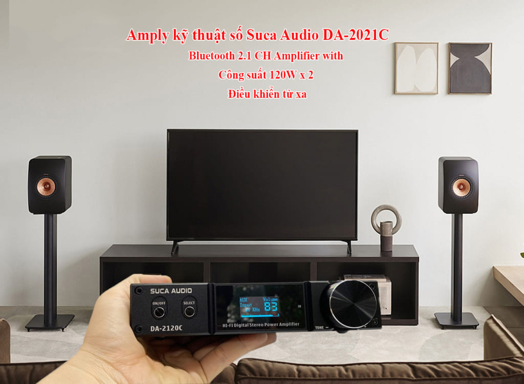 Suca Audio DA 2120C - Amply liền DAC giải mã âm thanh chất lượng cao - 2 kênh, Công suất 120w/kênh, bluetooth 5.0, cổng quang học, có khiển từ xa - Hàng chính hãng 