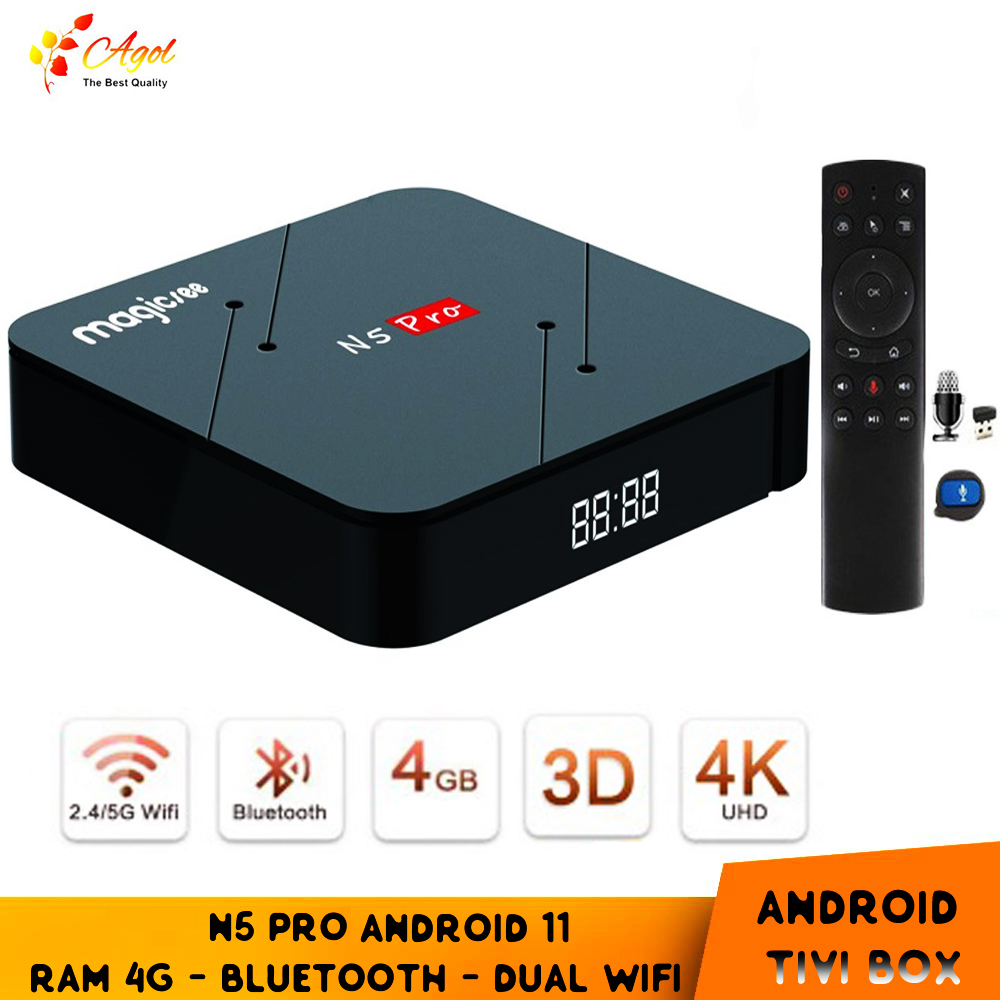 Magicsee N5 Pro Ram 4G điều khiển giọng nói tiếng Việt và cử chỉ tay người dùng chuột bay wifi 2 băng tần bluetooth cài sẵn phim, truyền hình cáp miễn phí vĩnh viễn - Hàng Nhập Khẩu