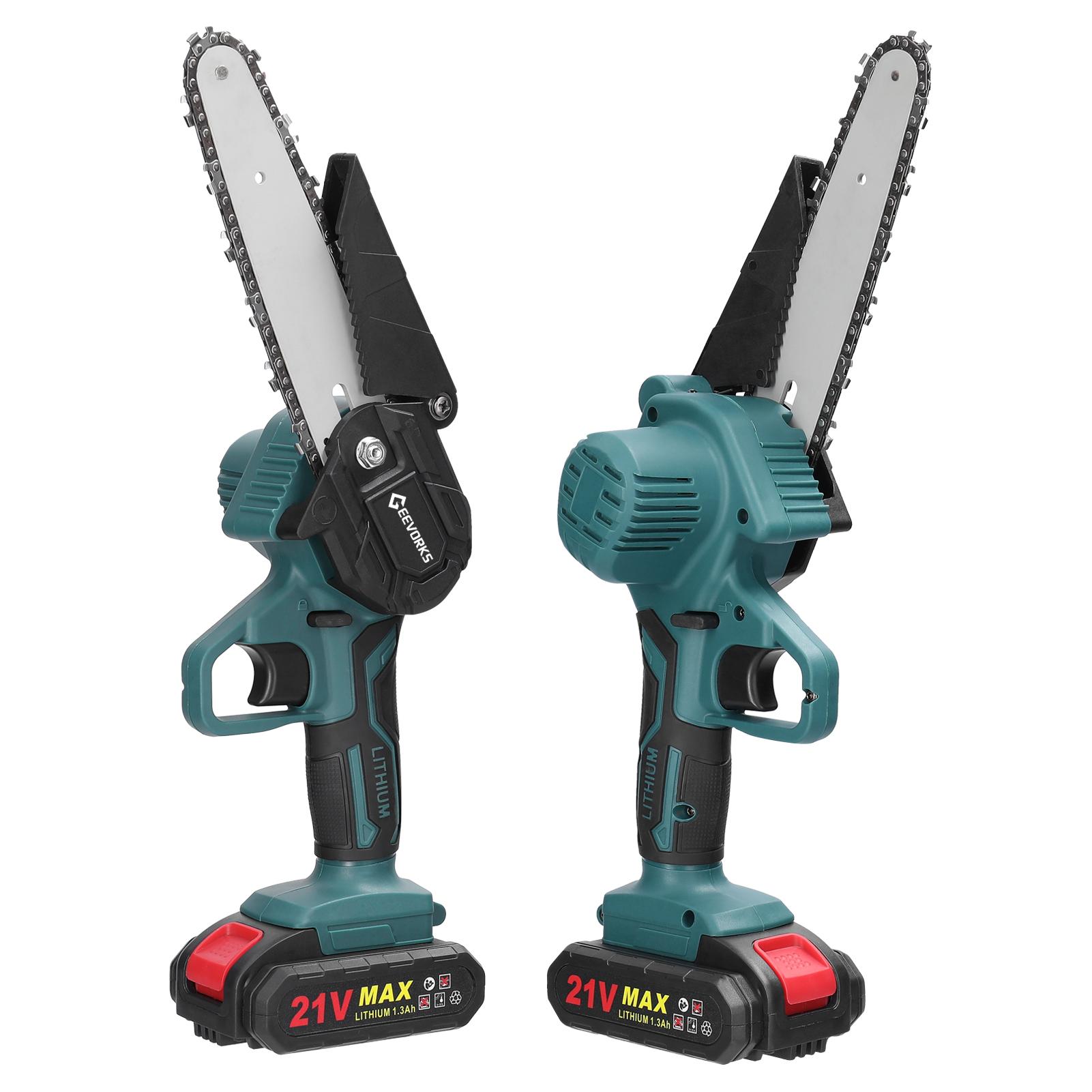 21V 6inch Portable Electric Pruning Saws Rechargeable Small Wood Spliting Chainsaw One-handed Woodworking Tool for Garden Orchard Branch Clip