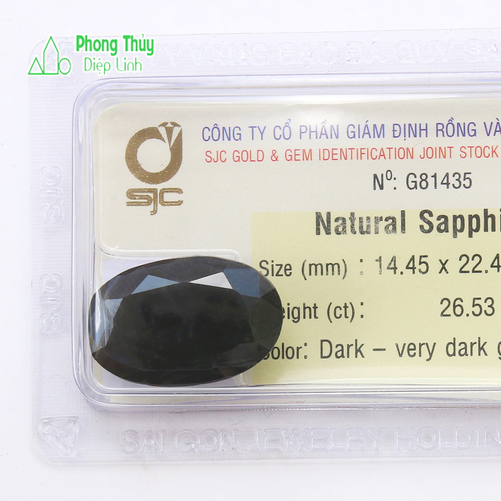 Natural Sapphire - Đá Sapphire mài giác xanh lá đậm tự nhiên kiểm định - Diệp Linh