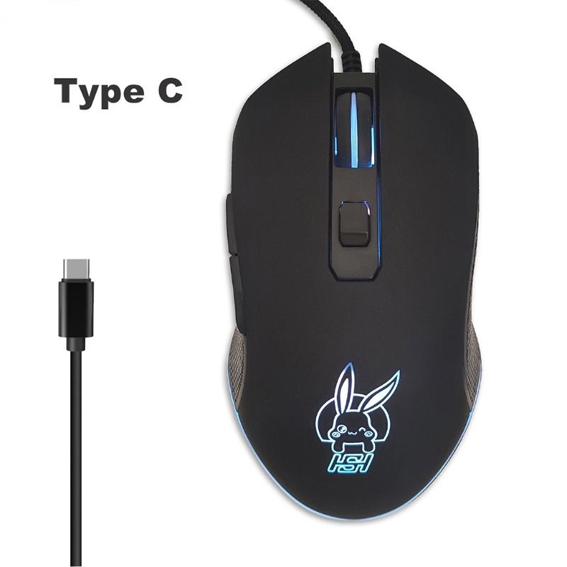 HSV Rabbit RGB Gaming Mouse Wired USB C Luminous Mouse for PC Computer Laptop  Mac