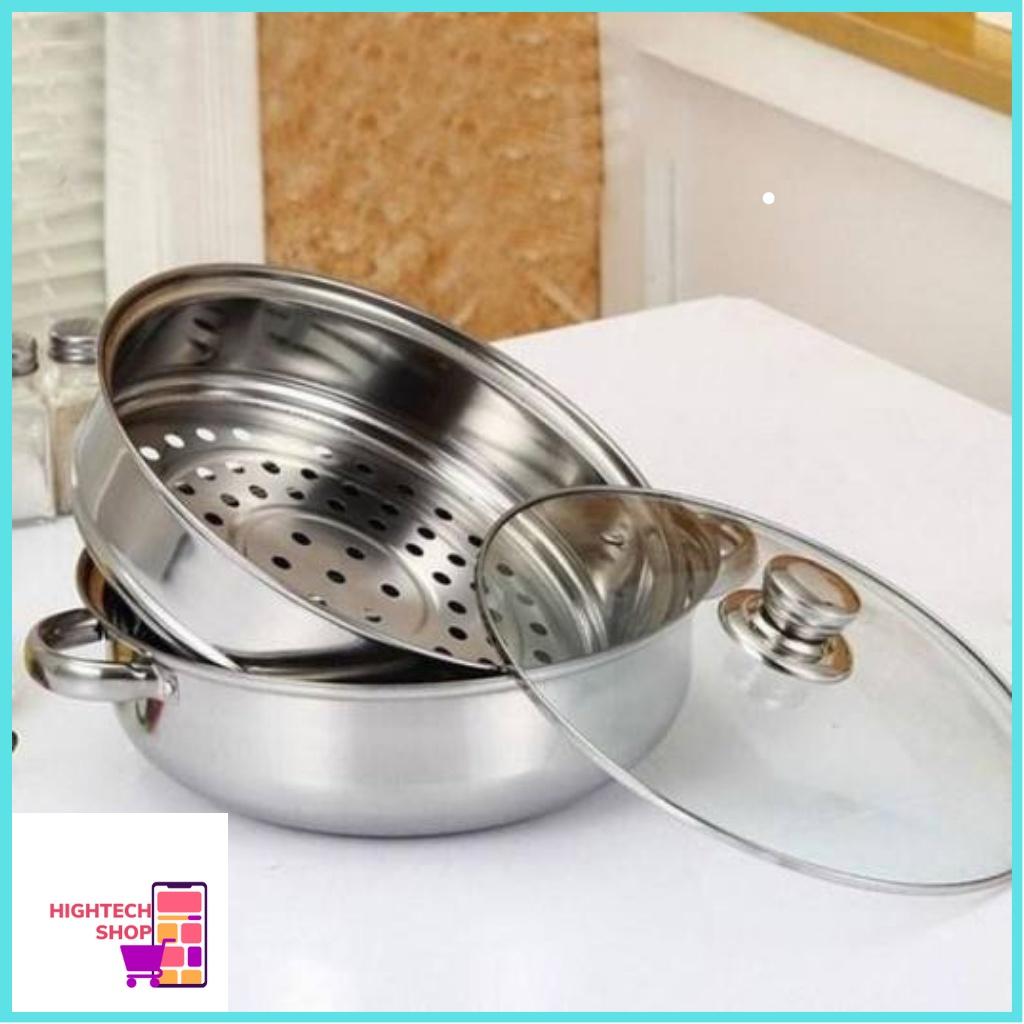 NỒI HẤP XỬNG 2 TẦNG INOX MẶT KÍNH NỒI HẤP BÁNH BAO MẶT KÍNH 28CM