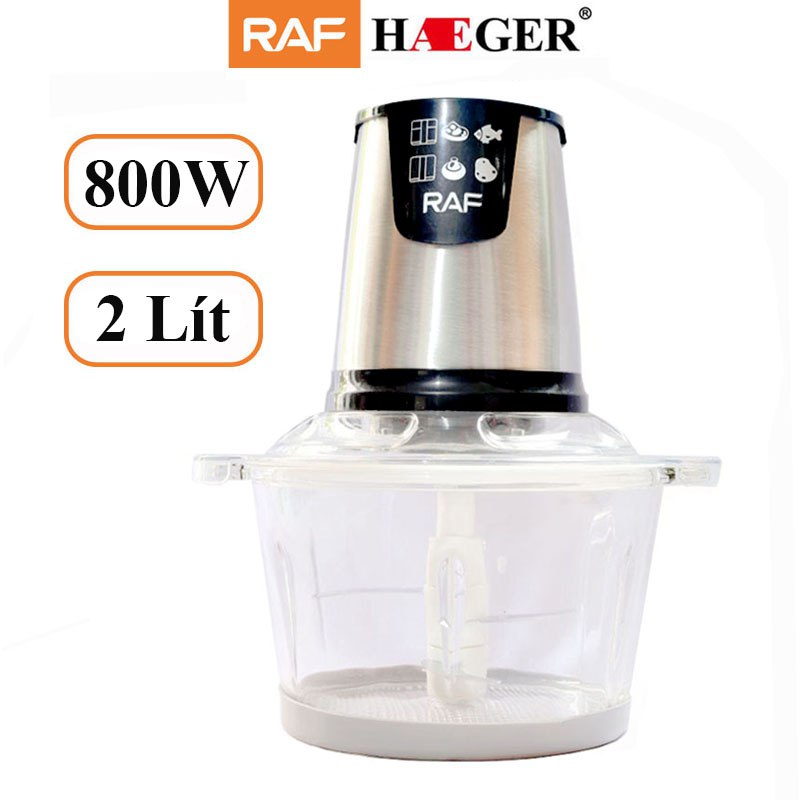 Máy xay thịt đa năng HAEGER RAF cối thủy tinh công suất lớn 800W - lưỡi dao thép không gỉ - THỦY TINH R7009B - HÀNG CHÍNH HÃNG
