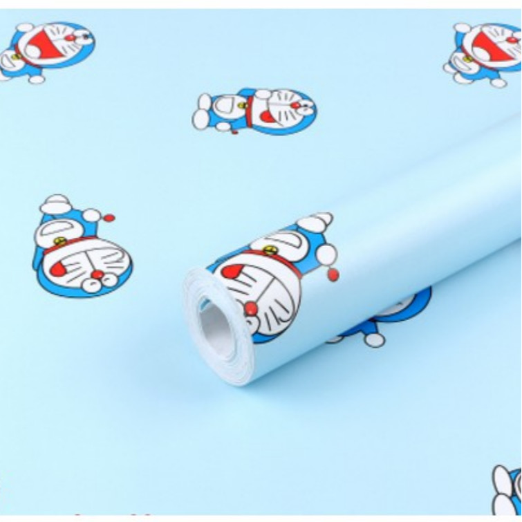 Cuộn 5m Decal Giấy Dán Tường DOREMON XANH TÍ HON