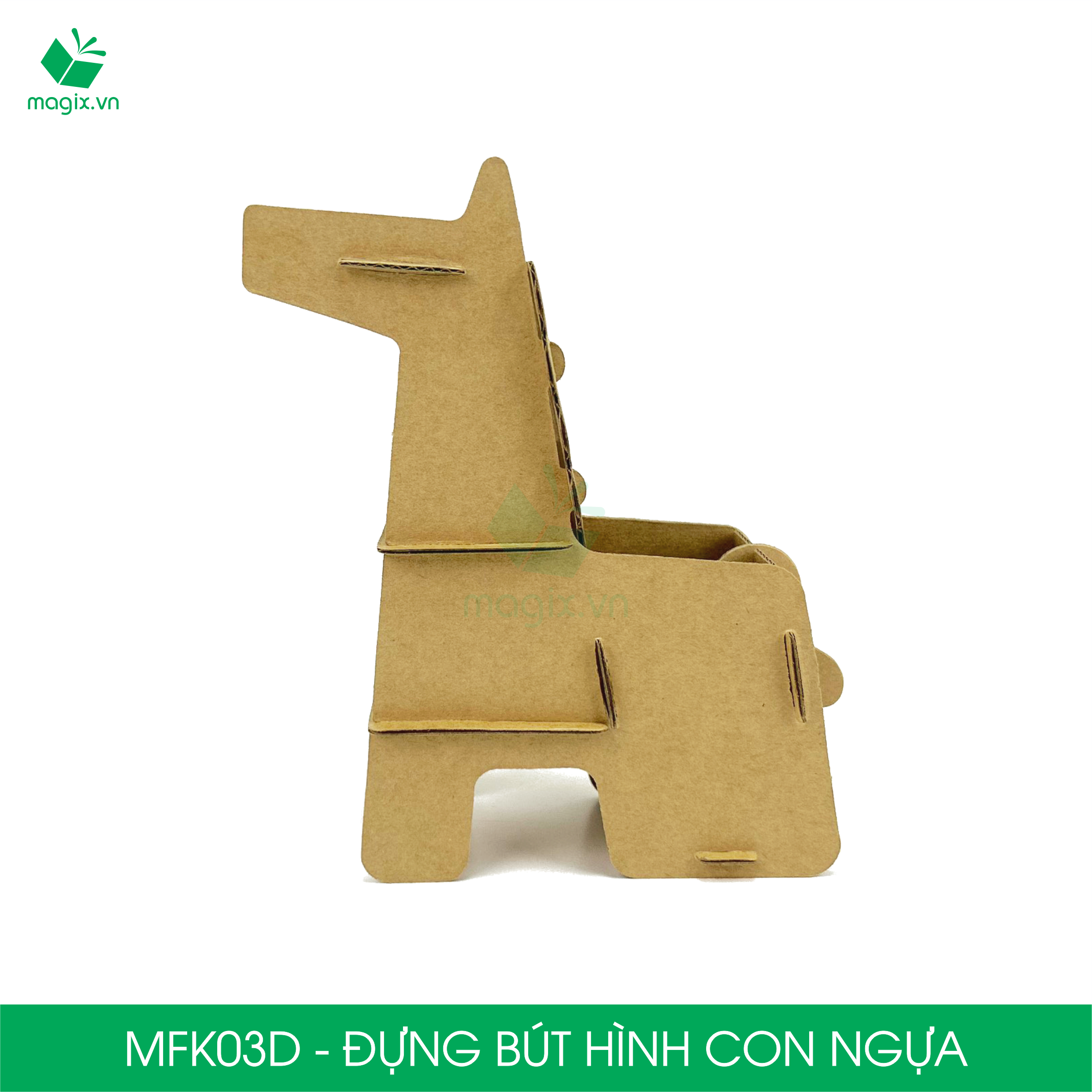 MFK03D - Đựng bút lắp ráp hình con ngựa, đồ đựng bút hình thú bằng giấy carton siêu cứng