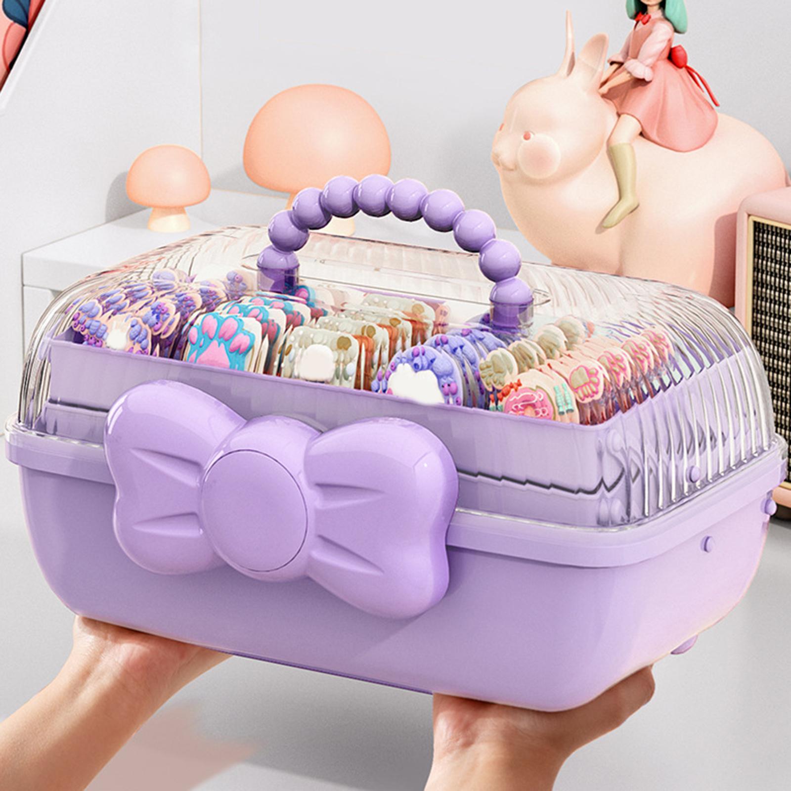 Girl Hair Accessories Storage Box Portable for Hair Pins Hair Bows Necklaces