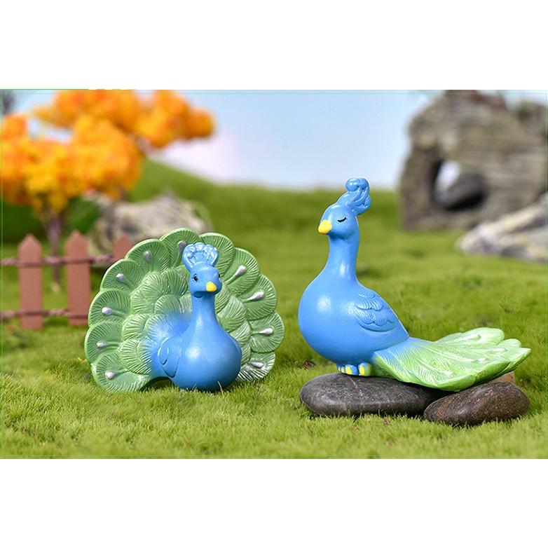 Mô hình Con Công xoè cánh trang trí tiểu cảnh terrarium quà tặng trang trí