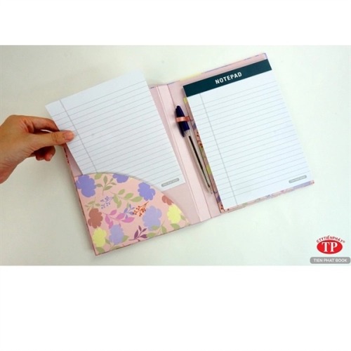 Sổ Notepad 100tr 70Gsm KẺ NGANG + bìa giấy trình ký A4 cao cấp