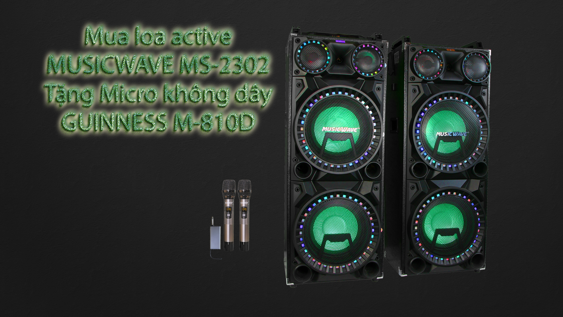 Loa active MUSICWAVE MS-2300 (Bộ 2 loa + Tặng kèm Micro GUINNESS M-810D) | Hàng Nhập Khẩu
