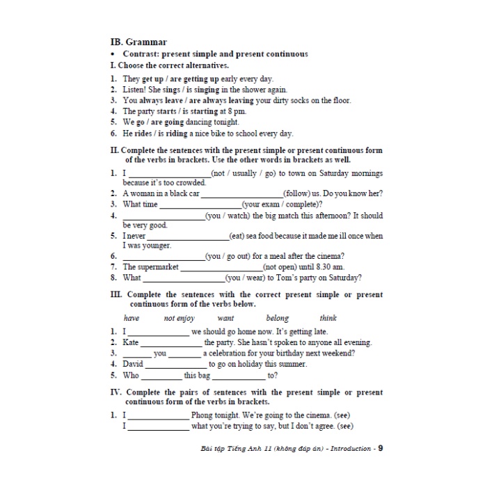 Bài Tập Tiếng Anh Lớp 11