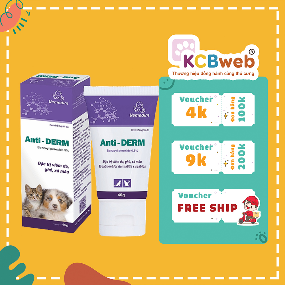 Kem bôi ngoài da Anti-Derm, mụn, ghẻ, xà mâu cho thú cưng