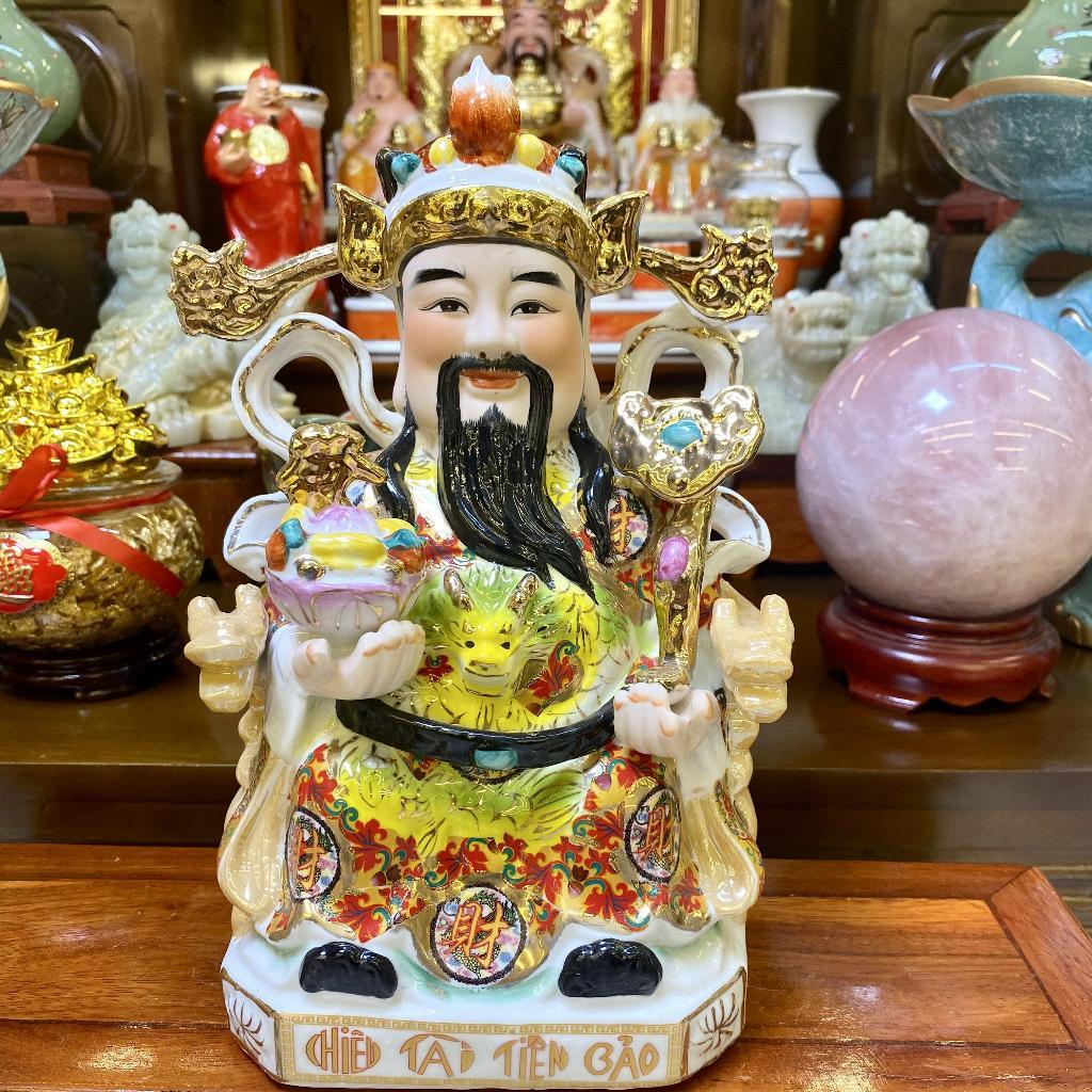 Tượng thần tài, thổ địa gấm đỏ RỒNG VIỆT, tượng thần phát gốm sứ cao cấp