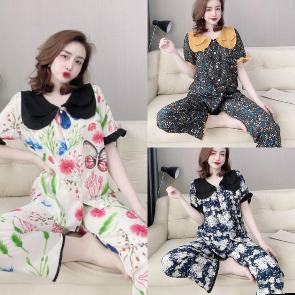 BỘ PIJAMA TIỂU THƯ LỤA HÀN QUẦN DÀI , TAY NGẮN, 40 -59kg