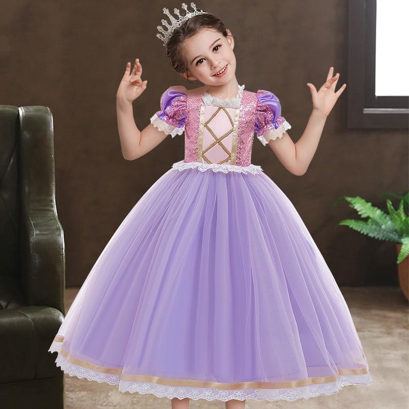 HM0192 - Đầm Công Chúa Tóc Mây Rapunzel Mã K26 Cho Bé Gái