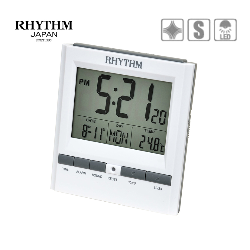 Đồng hồ Rhythm LCT078NR03 – KT 8.5 x 9.5 x 4.0cm /. 100g. Vỏ nhựa. Dùng Pin