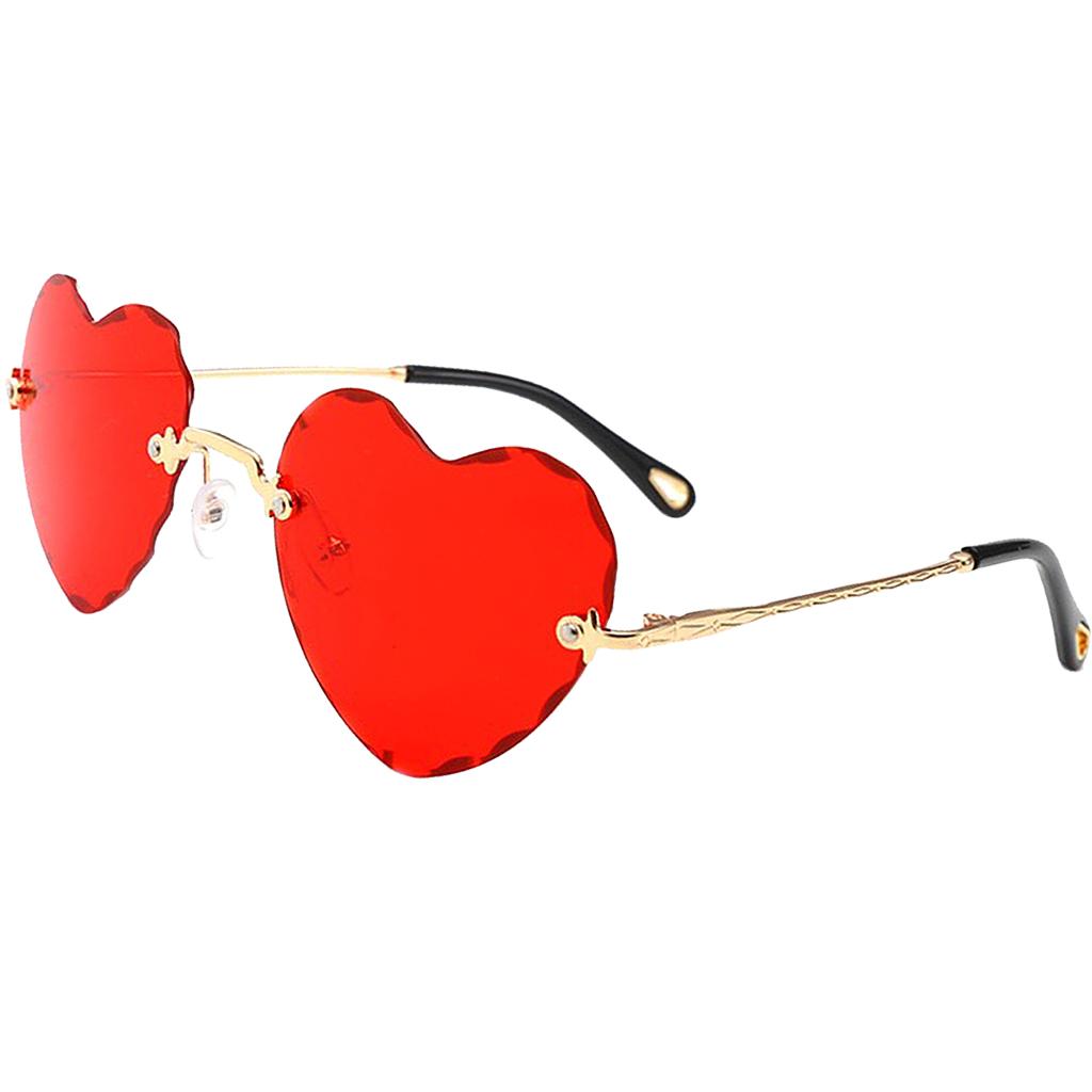 2Pcs Girls Women Gradient Rimless Heart Shape UV400 Protection Sun Glasses