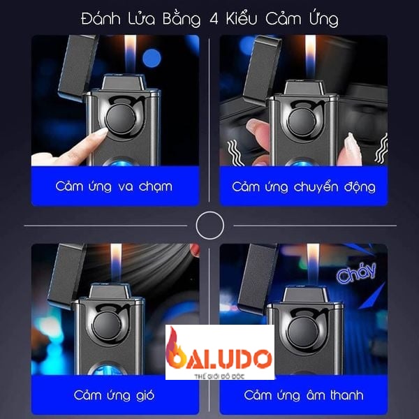 Vỏ hộp quẹt bật lửa ga cảm ứng điện tử 2 phong cách lửa Tenho TH-656