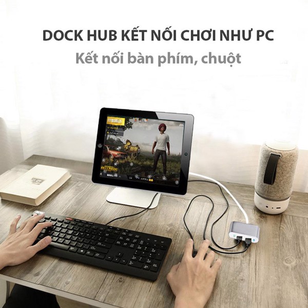 Dock Hub Aturos AX1 kết nối bàn phím, chuột cho Android chơi Rule of Survival, Pubg, Free Fire như PC - Hàng chính hãng