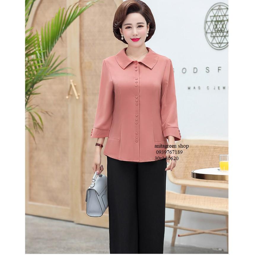 nh80720-ÁO KIỂU TRUNG ĐÍH NÚT