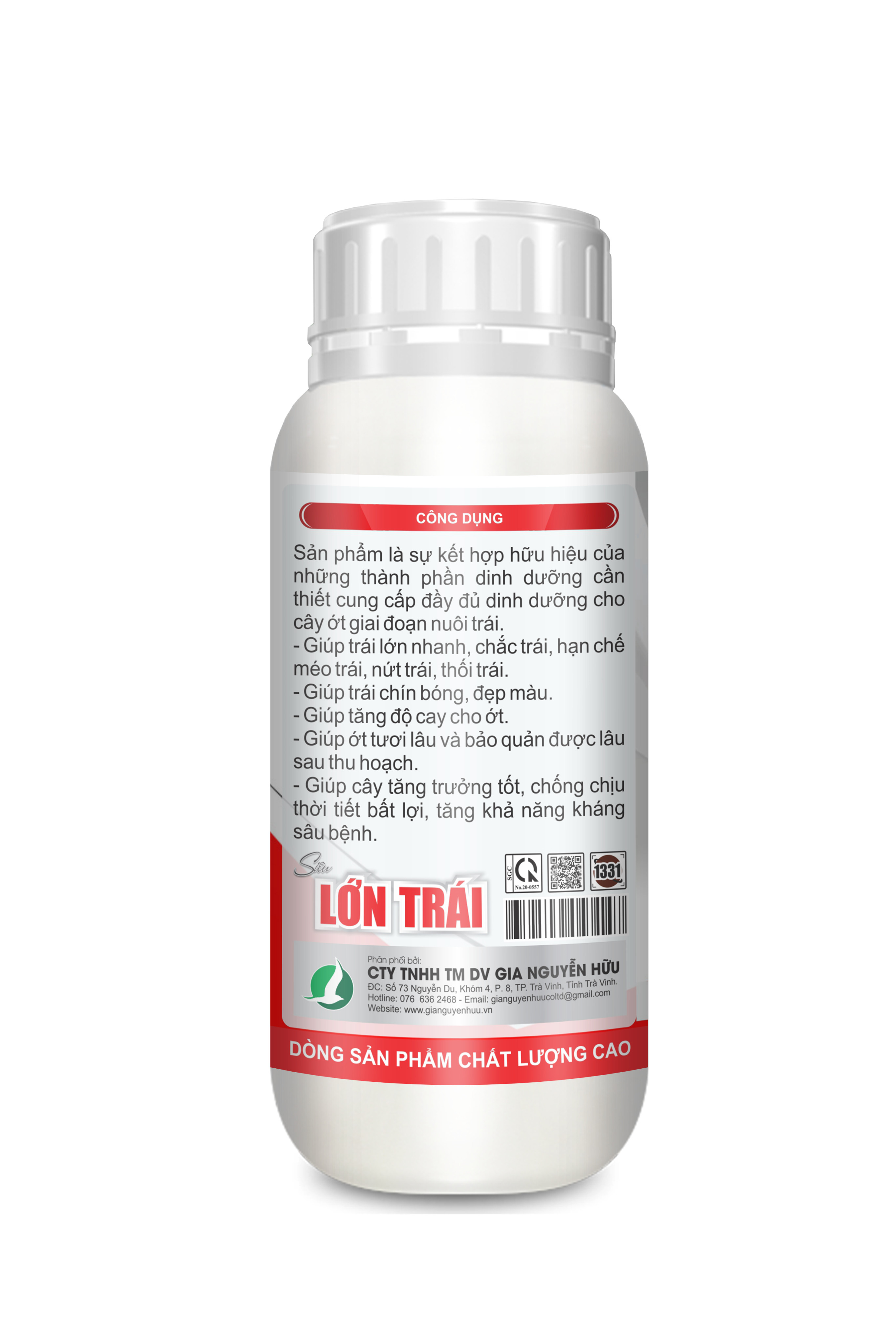 PHÂN BÓN LỚN TRÁI ỚT - GIÚP TRÁI LỚN NHANH, THẲNG TRÁI, TĂNG MÙI VỊ, HẠN CHẾ NỨT/THỐI TRÁI CHAI 500ML