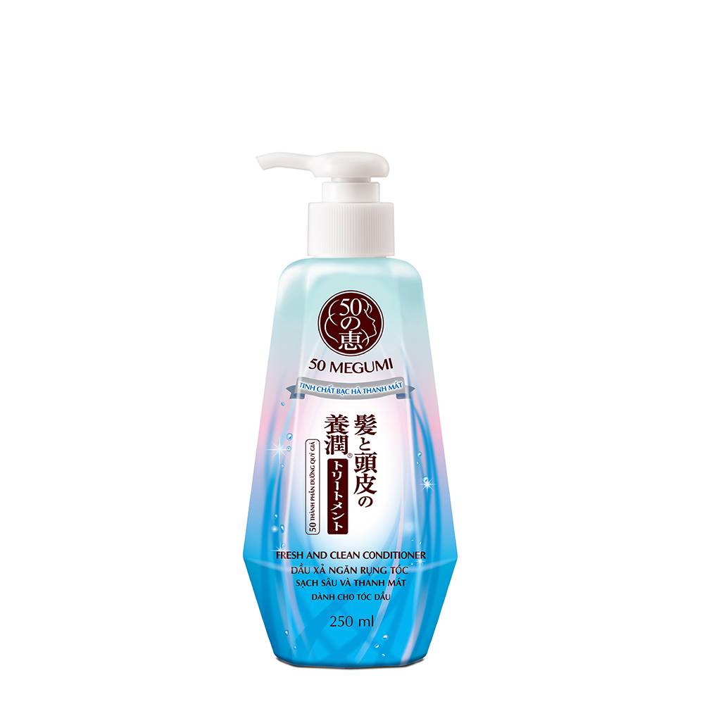 Dầu xả ngăn rụng tóc, sạch sâu thanh mát 50 Megumi Fresh &amp; Clean Conditioner 250ml