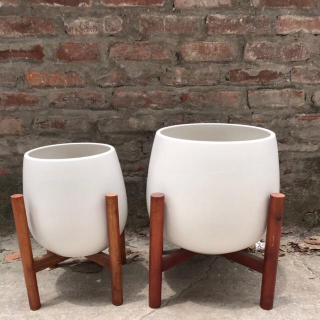 Chậu sứ men matt trắng đường kính 26cm