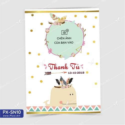 Thiệp thôi nôi – sinh nhật theo yêu cầu Pluxi