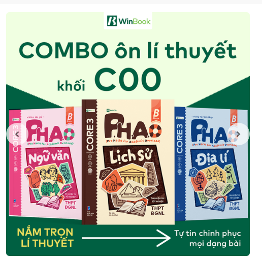 Combo 3 cuốn sách P.H.A.O Ôn luyện thi tốt nghiệp THPT ĐGNL môn Văn, Sử, Địa - Ôn lí thuyết khối C00 cấp tốc